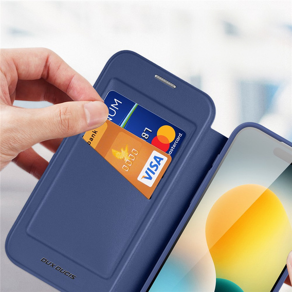 Husă Dux Ducis pentru iPhone Air, Skin X Pro, cu clapetă, pentru MagSafe, albastru marin