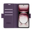 Husă pentru Oppo Reno 12, ERBORD Glossy Litchi, portofel cu clapetă, violet