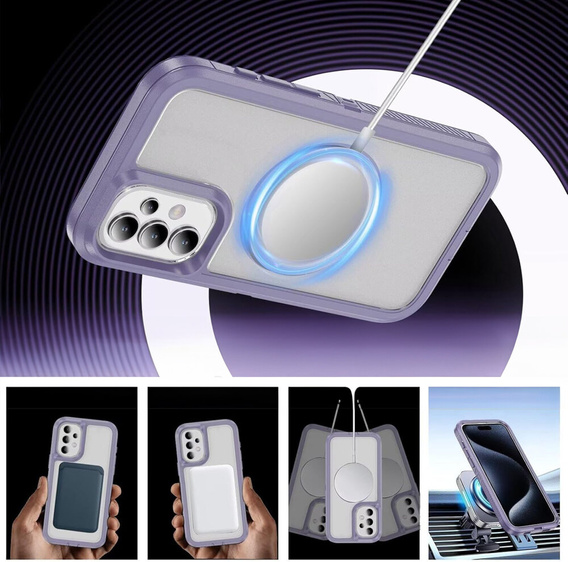 Carcasă cu ramă pentru Samsung Galaxy S23 FE, pentru MagSafe, transparent / violet