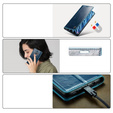 Carcasă flip CASEME pentru Samsung Galaxy S9+ Plus, Waxy Textured, albastru