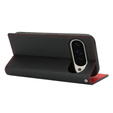 Husă cu clapetă pentru Google Pixel 10 Pro XL, piele Litchi Grain, negru