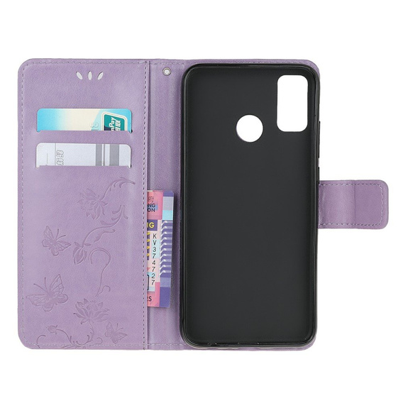 Cu clapetă pentru Motorola Moto G10 / G30, Butterfly, albastru