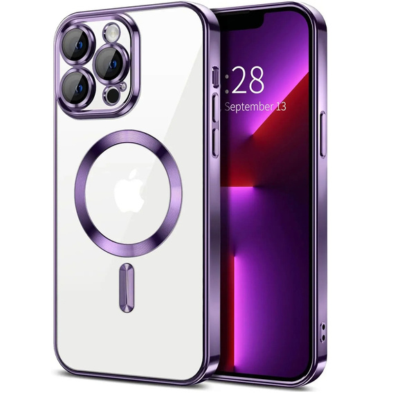 Husă pentru iPhone 13 Pro, Electro MagSafe, violet + Sticlă pentru ecran