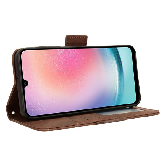 Cu clapetă pentru Samsung Galaxy A25 5G, Card Slot, maro