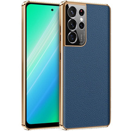 Huse pentru Samsung Galaxy S23 Ultra, Cowhide Leather, albastru închis