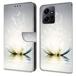 Cu clapetă pentru Xiaomi Redmi Note 12 4G, Wallet, Lotos Flower, gri