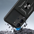Carcasă blindată pentru Xiaomi Redmi 15C 4G/LTE, cu protecție pentru cameră, cu suport, negru