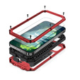 Husă pentru iPhone 13, R-JUST CamShield Slide, armată, roșu / negru