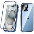 Husa pentru iPhone 15, Magnetic Dual Glass, albastru