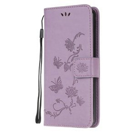 Cu clapetă pentru Samsung Galaxy M21, Butterfly Flower, violet