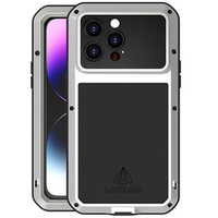 Love Mei Huse pentru iPhone 14 Pro Max, armored with glass, de argint