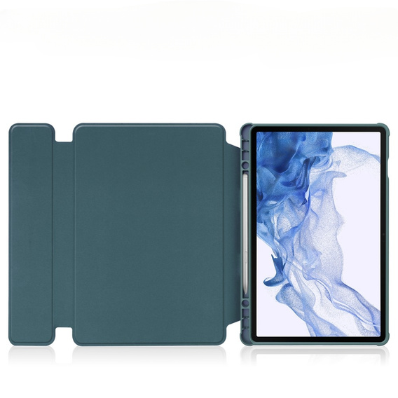 Husă pentru tastatură pentru Samsung Galaxy Tab S9, Rotary 360° Leather, verde închis