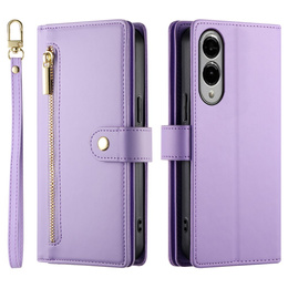 Cu clapetă pentru Samsung Galaxy S25 Edge, Wallet Zipper Pocket, violet