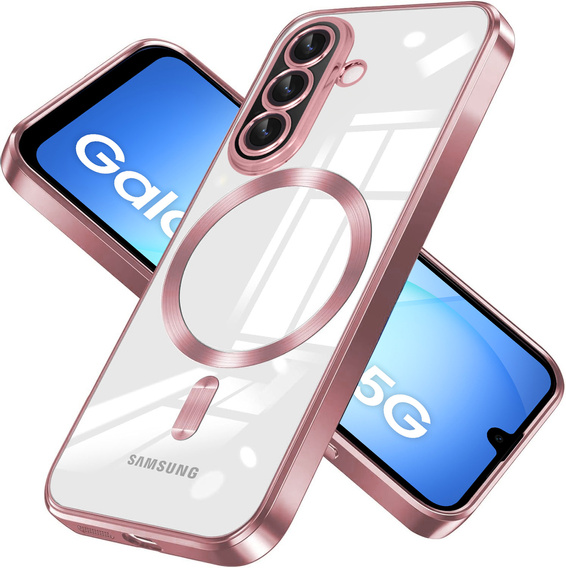 Husă pentru Samsung Galaxy A17 5G, Electro MagSafe, transparentă cu margini roz