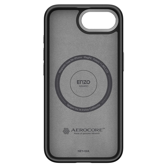 Carcasa Spigen pentru iPhone 16E, Enzo Aramid MagSafe, negru carbon + 9H Tempered Glass