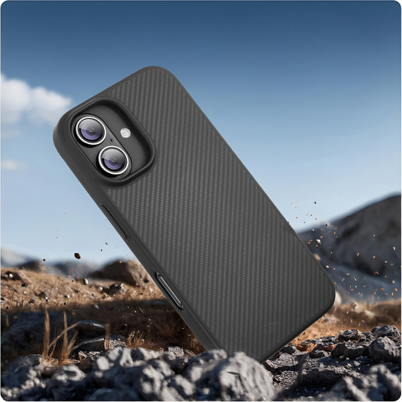 Husă pentru iPhone 16, Aramid Fiber Cover, negru