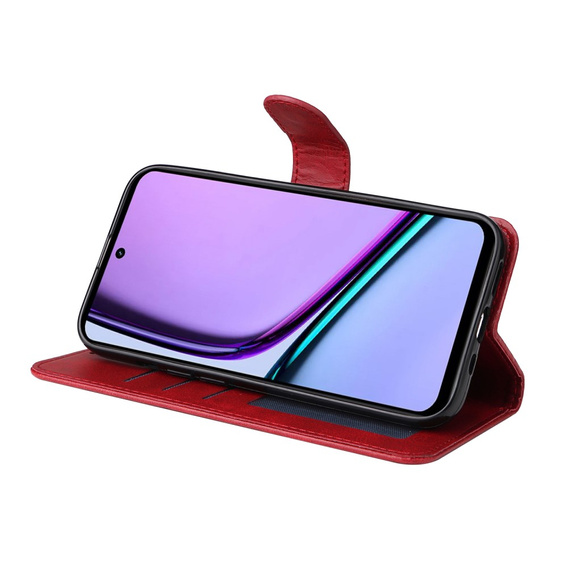 Cu clapetă pentru Realme C67, Leather Wallet, roșu