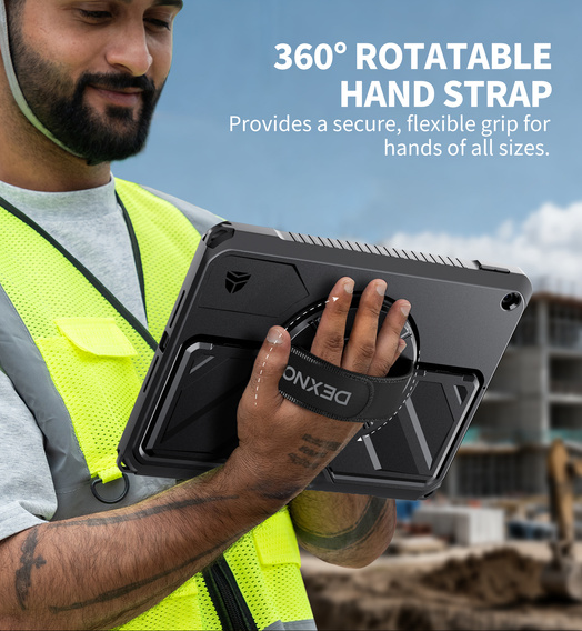 Husă Dexnor 360° cu curea și suport pentru stylus pentru iPad 10,2" 2021/2020/2019 (generația a 9-a/a 8-a/a 7-a)