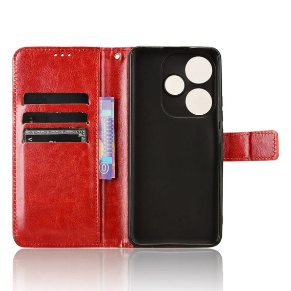 Cu clapetă pentru Xiaomi Poco F6, Crazy Horse Wallet, roșu
