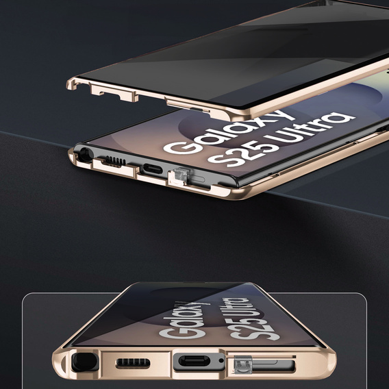 Husă pentru Samsung Galaxy S25 Ultra, Privacy Dual Glass, de aur
