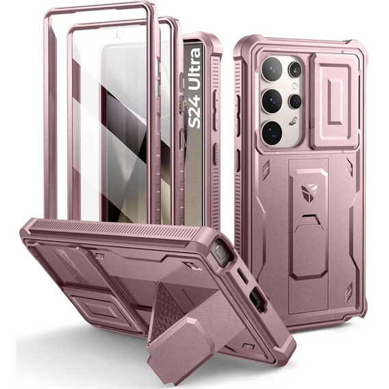 Husă blindată pentru Samsung Galaxy S24 Ultra, Dexnor Full Body (Two Frames), roz rose gold