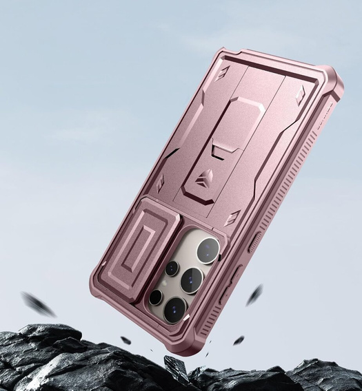 Husă blindată pentru Samsung Galaxy S24 Ultra, Dexnor Full Body (Two Frames), roz rose gold