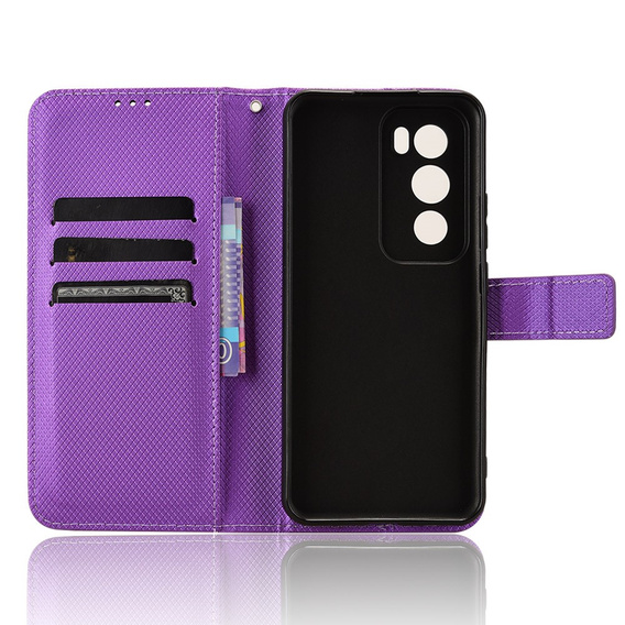 Cu clapetă pentru Oppo Reno 12, Wallet Smart Magnet, violet