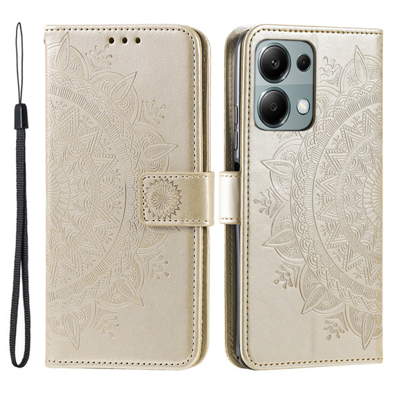 Cu clapetă pentru Xiaomi Redmi Note 13 Pro 4G, Mandala, de aur