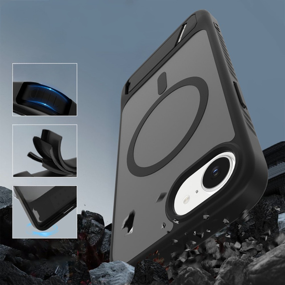 Husă pentru iPhone 16E, Kickstand Matt Case, pentru MagSafe, negru