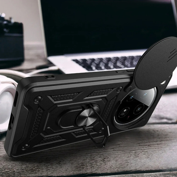Husă blindată pentru Oppo Find X8 Pro, CamShield Slide, negru