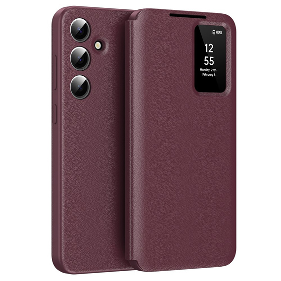 Husă cu clapetă pentru Samsung Galaxy A55 5G, Smart View Wallet, roșu