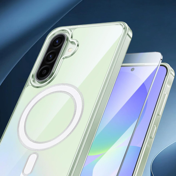 Carcasa pentru Samsung Galaxy A36, Dropproof MagSafe, transparentă + sticlă temperată 9H