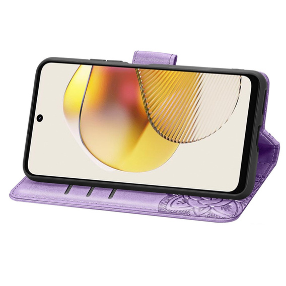 Cu clapetă pentru Motorola Moto G73 5G, Butterfly, violet