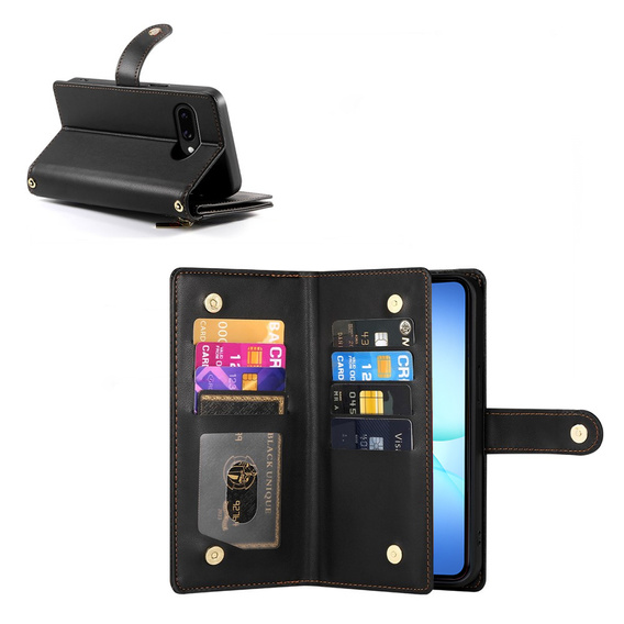 Wallet Zipper Pocket flip caz pentru Samsung Galaxy A17 5G, Wallet Zipper Pocket, negru