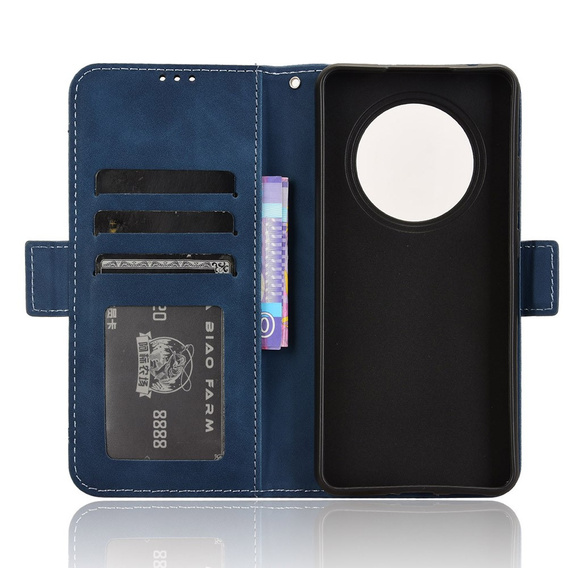 Cu clapetă pentru Oppo Reno 12FS / 12F, Card Slot, albastru închis