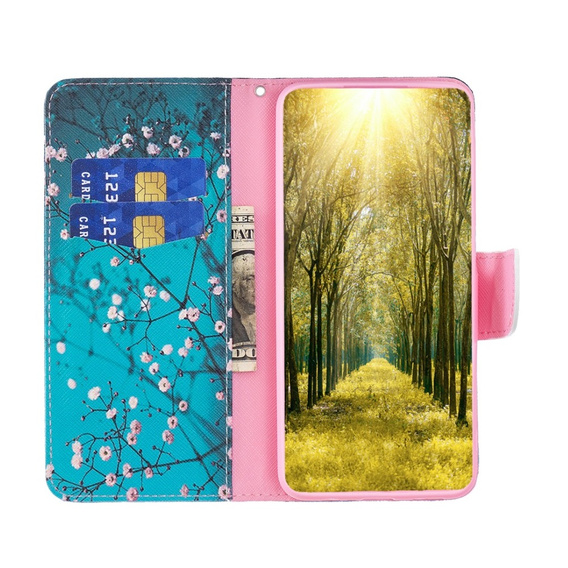 Cu clapetă pentru Motorola Edge 40 Neo, Wallet, sakura, albastru