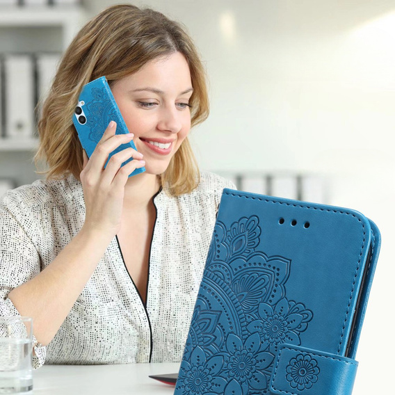 Cu clapetă pentru Samsung Galaxy A54 5G, Mandala Flower, albastru