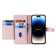 Cu clapetă pentru iPhone 14 Pro Max, Wallet Zipper Pocket, roz