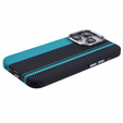 Carcasa pentru iPhone 14 Pro Max, Carbon Fiber MagSafe, negru / albastru