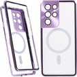 Carcasa Magnetic Dual Glass MagSafe pentru Samsung Galaxy S21 Ultra, violet
