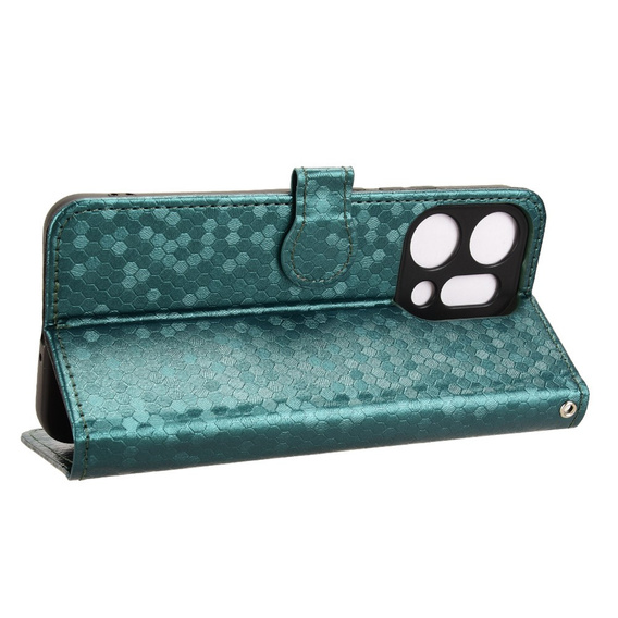 Husă cu clapetă pentru Oppo Reno 14, Wallet Rhombus, verde