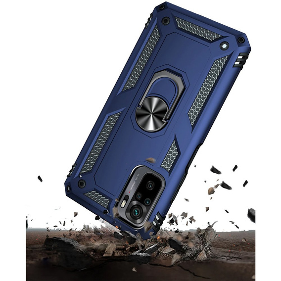 Husă blindată pentru Xiaomi Redmi Note 10/10S, Nox Case Ring, albastru