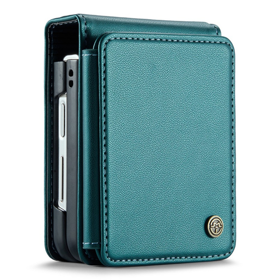 Husa cu clapetă CASEME pentru Samsung Galaxy Z Flip5 5G, Litchi Wallet, verde