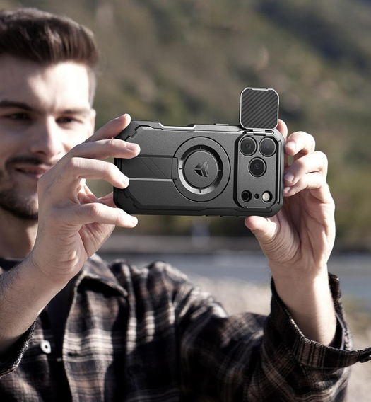 Carcasă blindată Dexnor cu suport și obturator de cameră, pentru MagSafe pentru iPhone 17 Pro Max
