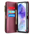 Husă CASEME pentru Samsung Galaxy A55 5G, RFID Leather Wallet, cu curea de umăr, roșu