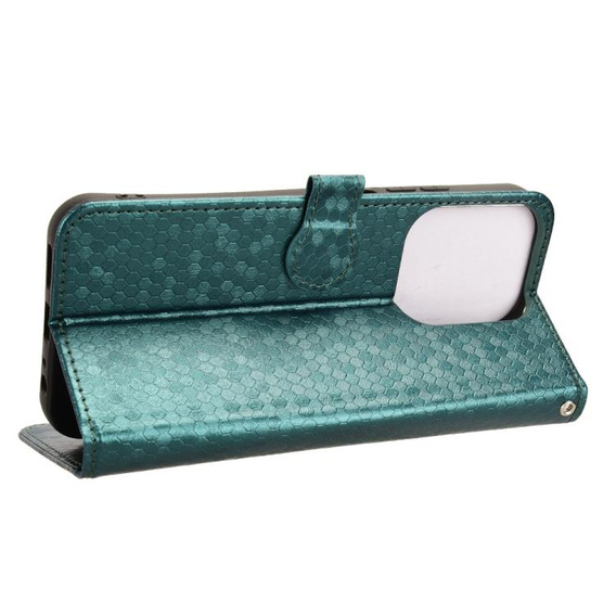 Husa cu clapetă pentru Xiaomi Redmi 15C 4G/LTE, Wallet Rhombus, verde