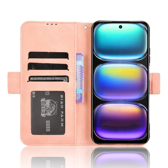 Cu clapetă pentru Infinix Hot 50 4G, Card Slot, roz