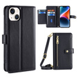 Cu clapetă pentru iPhone 14, Wallet Zipper Pocket, negru