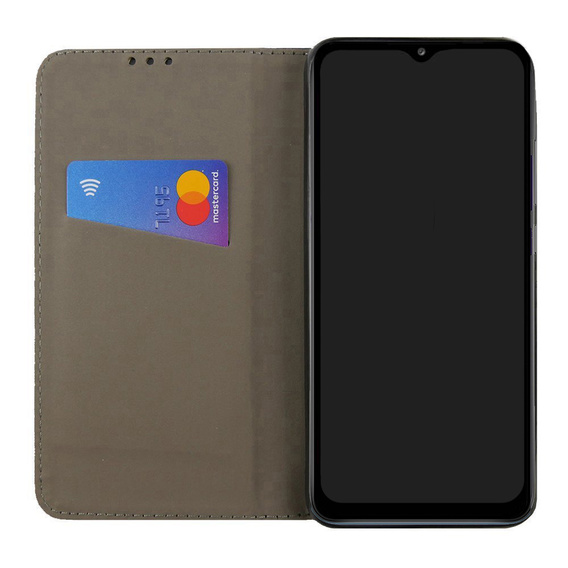 Husă pentru Samsung Galaxy A15, Smart Magnet, roșu + sticlă 9H