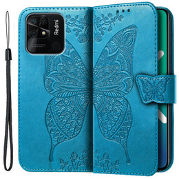 Cu clapetă pentru Xiaomi Redmi 10C, Butterfly, albastru